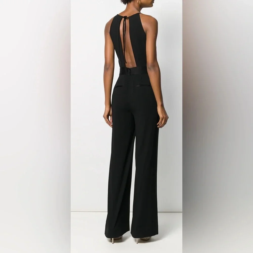 NWT- Black Diane Von Furstenberg Ireland wide-leg jumpsuit in black- size 4 - Picture 5 of 9